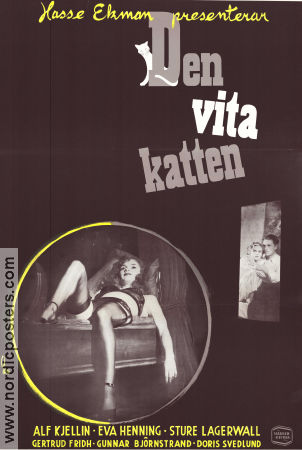 Den vita katten 1950 movie poster Alf Kjellin Eva Henning Sture Lagerwall Hasse Ekman Cats