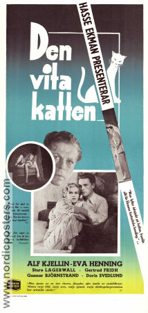 Den vita katten 1950 poster Alf Kjellin Eva Henning Sture Lagerwall Hasse Ekman Katter