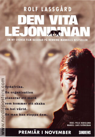 Den vita lejoninnan 1996 poster Rolf Lassgård Ernst Günther Pelle Berglund Text: Henning Mankell Katter