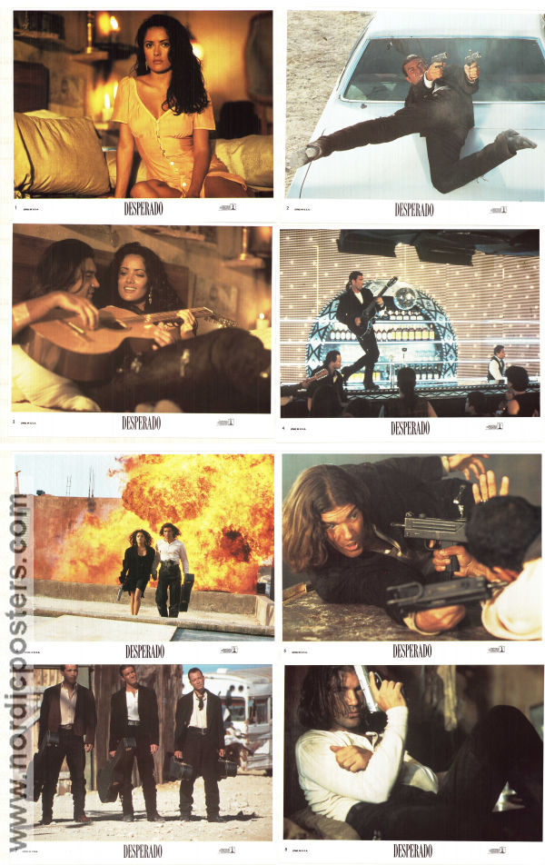 Desperado 1995 lobby card set Antonio Banderas Salma Hayek Joaquim de Almeida Robert Rodriguez Guns weapons