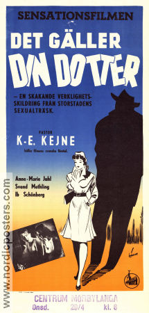 Unge piger forsvinder i Köbenhavn 1951 movie poster Anne-Marie Juhl Svend Methling Carl Heger Aage Wiltrup Denmark