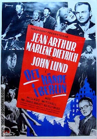 A Foreign Affair 1948 movie poster Jean Arthur Marlene Dietrich John Lund Billy Wilder