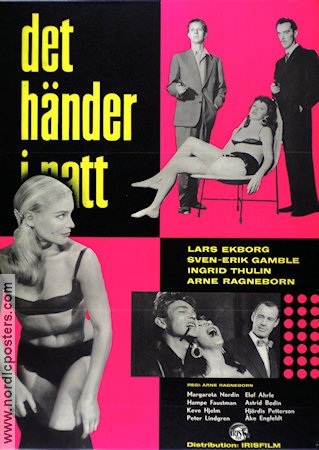 Det händer i natt 1957 movie poster Lars Ekborg Sven-Eric Gamble Ingrid Thulin