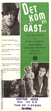 Det kom en gäst 1947 movie poster Sture Lagerwall Gerd Hagman Elsie Albiin Arne Mattsson Writer: Stieg Trenter