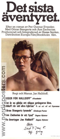 Det sista äventyret 1974 movie poster Göran Stangertz Ann Zacharias Marianne Aminoff Jan Halldoff