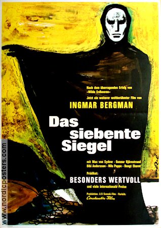 The Seventh Seal 1957 movie poster Max von Sydow Gunnar Björnstrand Nils Poppe Bengt Ekerot Bibi Andersson Inga Gill Gunnel Lindblom Ingmar Bergman