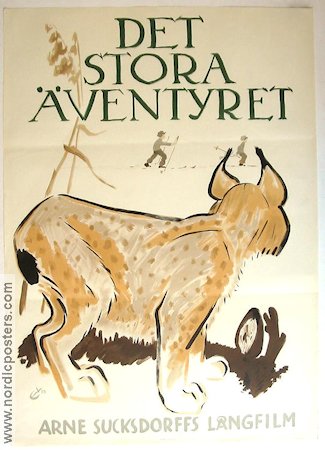 The Great Adventure 1953 movie poster Anders Nohrborg Kjell Sucksdorff Arne Sucksdorff Documentaries Cats