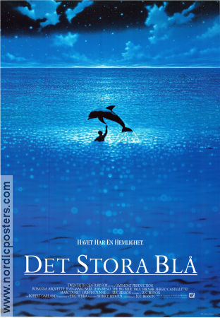Le Grand Bleu 1988 movie poster Jean-Marc Barr Rosanna Arquette Jean Reno Luc Besson Fish and shark Diving
