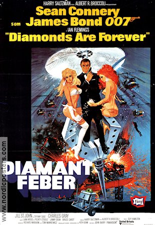 Diamonds Are Forever 1971 movie poster Sean Connery Jill St John Charles Gray Guy Hamilton