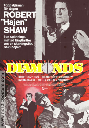 Diamonds 1975 movie poster Robert Shaw Richard Roundtree Barbara Hershey Menahem Golan