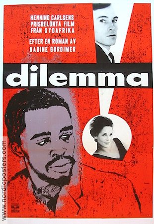 Dilemma 1962 movie poster Henning Carlsen Writer: Nadine Gordimer Artistic posters Denmark