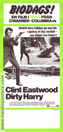 Dirty Harry 1971 movie poster Clint Eastwood Andrew Robinson Harry Guardino Don Siegel Guns weapons Police and thieves