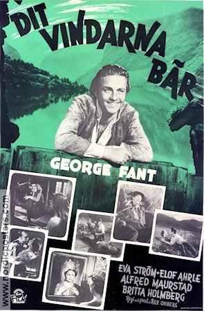 Dit vindarna bär 1948 movie poster George Fant Eva Ström Mountains