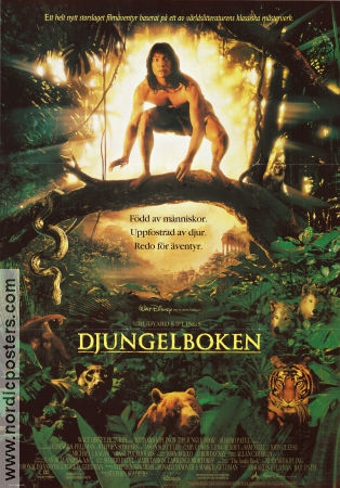 The Jungle Book 1994 movie poster Jason Scott Lee Cary Elwes Lena Headey Stephen Sommers Writer: Rudyard Kipling