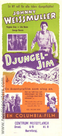 Djungel-Jim 1949 movie poster Johnny Weissmuller Virginia Grey Adventure and matine From comics