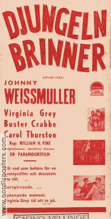Djungeln brinner 1946 poster Johnny Weissmuller Virginia Grey Buster Crabbe William H Pine