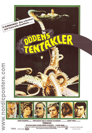 Dödens tentakler 1977 poster John Huston Shelley Winters Ovidio G Assonitis Fiskar och hajar