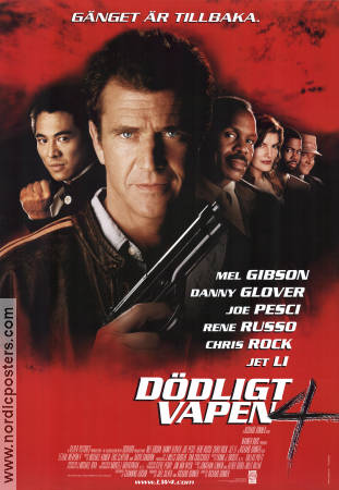 Dödligt vapen 4 1998 poster Mel Gibson Danny Glover Jet Li Richard Donner Vapen