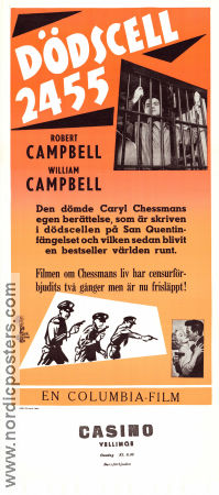 Cell 2455 Death Row 1955 movie poster William Campbell R Wright Campbell Marian Carr Fred F Sears Police and thieves