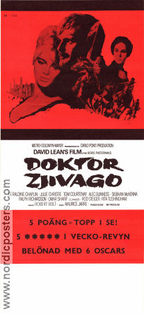 Doctor Zhivago 1965 movie poster Omar Sharif Julie Christie Rod Steiger Alec Guinness Geraldine Chaplin David Lean Writer: Boris Pasternak