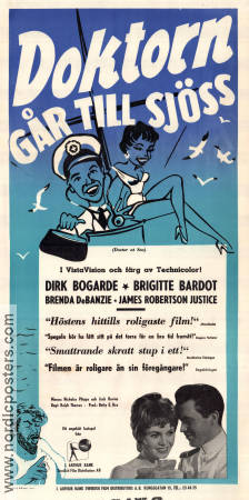 Doctor at Sea 1955 movie poster Dirk Bogarde Brenda de Banzie Brigitte Bardot