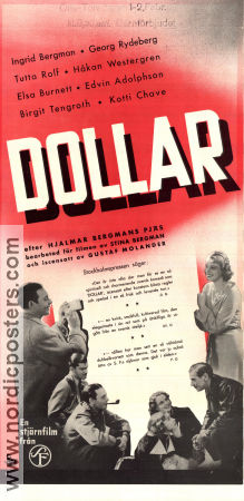 Dollar 1938 movie poster Ingrid Bergman Tutta Rolf Georg Rydeberg Edvin Adolphson Gustaf Molander