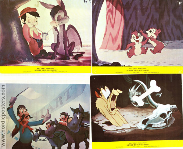 Donald Duck Goes West 1976 lobby card set Kalle Anka Donald Duck Animation