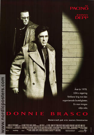 Donnie Brasco 1995 movie poster Al Pacino Johnny Depp Michael Madsen Anne Heche Mike Newell Mafia