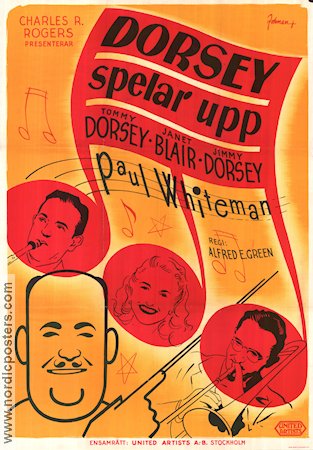 Dorsey spelar upp 1947 poster Tommy Dorsey Paul Whiteman Janet Blair Jazz