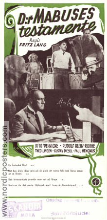 Das Testament des Dr Mabuse 1933 movie poster Rudolf Klein-Rogge Otto Wernicke Thomy Bourdelle Fritz Lang