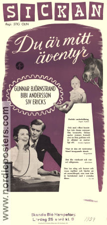 Du är mitt äventyr 1958 poster Sickan Carlsson Gunnar Björnstrand Stig Olin Telefoner Barn