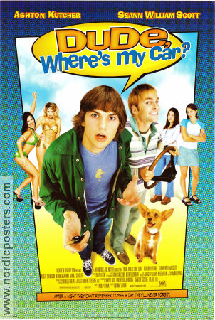 Dude Where´s My Car 2000 movie poster Ashton Kutcher Seann William Scott Danny Leinerm Cars and racing