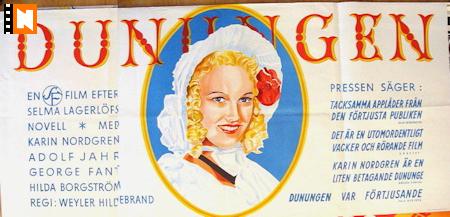 Dunungen 1941 movie poster Adolf Jahr George Fant Karin Nordgren Writer: Selma Lagerlöf