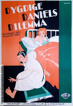 Dygdige Daniels dilemma 1930 movie poster Eric Rohman art