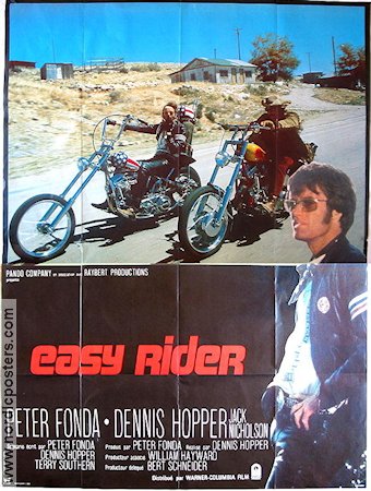 Easy Rider 1969 movie poster Peter Fonda Jack Nicholson Dennis Hopper Motorcycles Cult movies