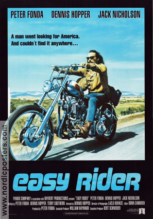 Easy Rider 1969 movie poster Peter Fonda Jack Nicholson Dennis Hopper Motorcycles Cult movies