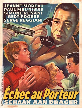 Echec au porteur 1958 movie poster Jeanne Moreau Paul Meurisse