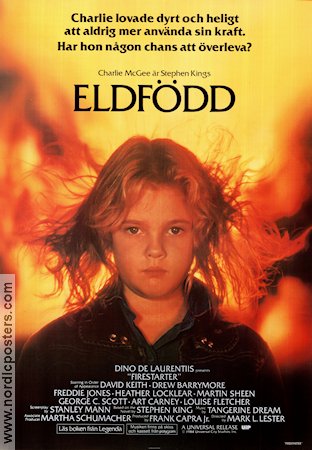 Firestarter 1984 movie poster Drew Barrymore David Keith Freddie Jones Mark L Lester Writer: Stephen King