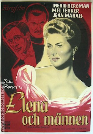 Elena et les Hommes 1957 movie poster Ingrid Bergman Mel Ferrer Jean Marais Jean Renoir