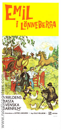 Emil i Lönneberga 1971 movie poster Allan Edwall Björn Gustafson Jan Ohlsson Olle Hellbom Writer: Astrid Lindgren Poster artwork: Björn Berg