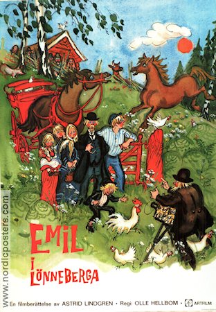 Emil i Lönneberga 1971 poster Allan Edwall Björn Gustafson Jan Ohlsson Olle Hellbom Text: Astrid Lindgren