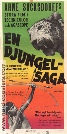 The Flute and the Arrow 1957 movie poster Chendru Ginjo Martin Held Arne Sucksdorff Documentaries Cats