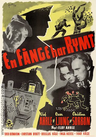 En fånge har rymt 1943 movie poster Elof Ahrle Oscar Ljung Christina Sorbon