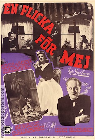 En flicka för mej 1943 movie poster Sickan Carlsson Karl-Arne Holmsten Max Hansen Börje Larsson