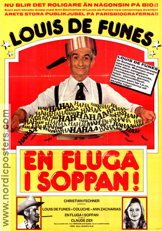 En fluga i soppan 1976 poster Louis de Funes Coluche Ann Zacharias Claude Zidi Mat och dryck