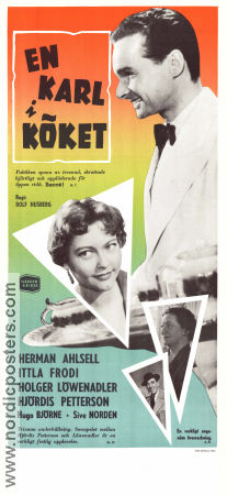 En karl i köket 1954 movie poster Herman Ahlsell Ittla Frodi Hjördis Petterson Holger Löwenadler Rolf Husberg Telephones Food and drink
