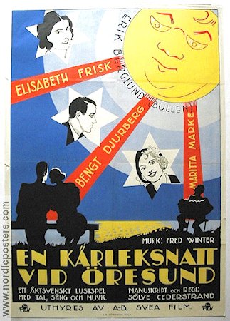 En kärleksnatt vid öresund 1931 movie poster Erik Berglund Elisabeth Frisk Bengt Djurberg Maritta Marke Fred Winter