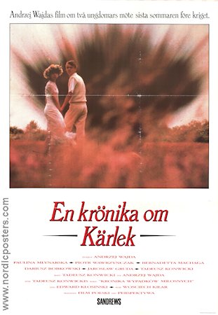 En krönika om kärlek 1986 poster Paulina Mlynarska Piotr Wawrzynczak Bernadetta Machala-Krzeminska Andrzej Wajda Filmen från: Poland