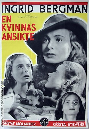 En kvinnas ansikte 1938 movie poster Ingrid Bergman Anders Henrikson Gustaf Molander Writer: Gösta Stevens