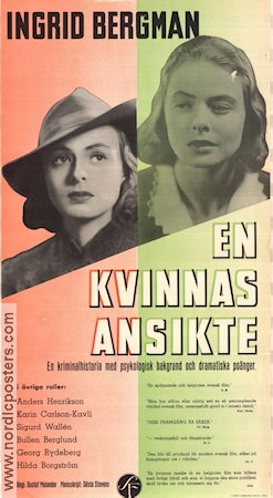 En kvinnas ansikte 1938 movie poster Ingrid Bergman Anders Henrikson Gustaf Molander Writer: Gösta Stevens